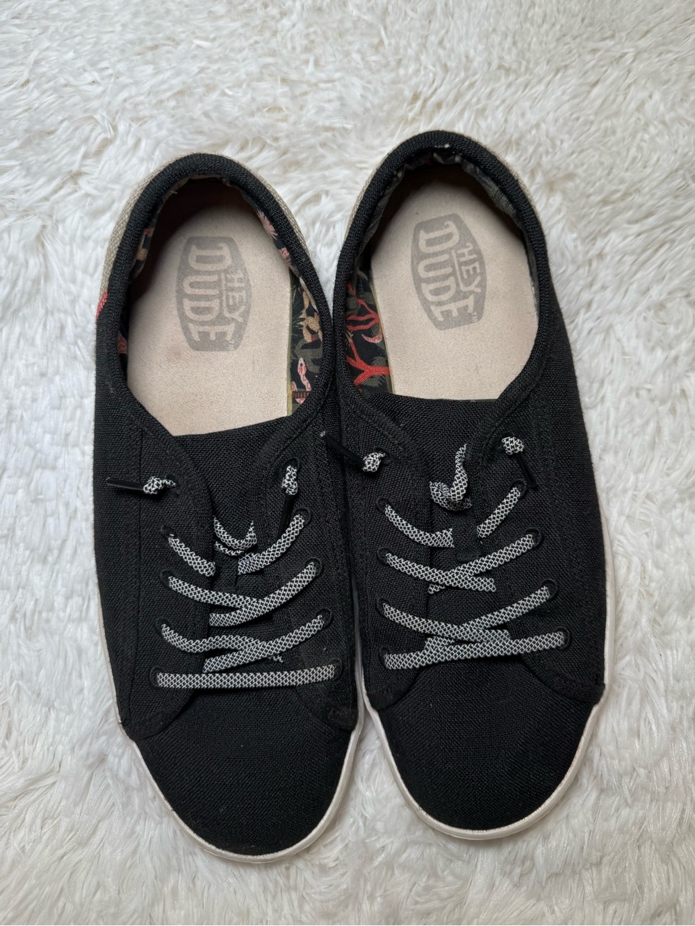 Hey Dude Cody Craft Linen Low Top Black Shoes Slip On Sneakers Womens 10W - Picture 2 of 8